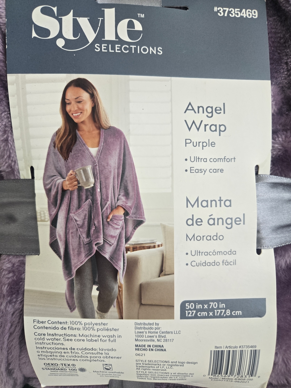 Purple Angel Wrap - Cozy Button-Front Poncho